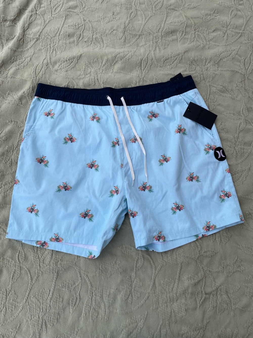 Hurley | Light Blue Tropical Canopy Volley Swim Shorts Toucan Motif
